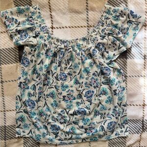 LC Lauren Conrad Blue Floral Blouse